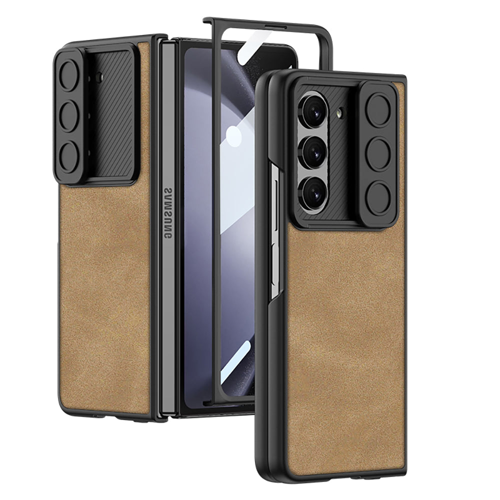GKK Anti-Drop Telefoncover til Samsung Galaxy Z Fold5 5G Hard PC PU Slankt telefoncover med hærdet glasfilm GKK Anti-Drop Telefoncover til Samsung Galaxy Z Fold5 5G Hard PC PU Slankt telefoncover med hærdet glasfilm